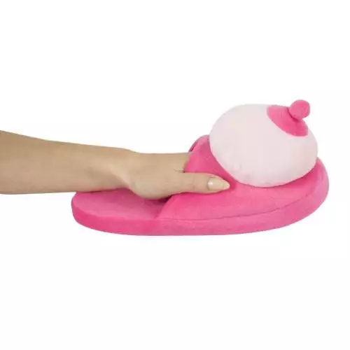 Pink Plush Boobs Slippers - Image 2