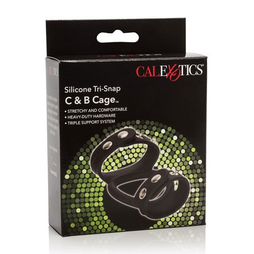Tri-Snap Cock and Balls Silicone Cage Black - Image 4
