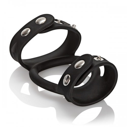 Tri-Snap Cock and Balls Silicone Cage Black - Image 2
