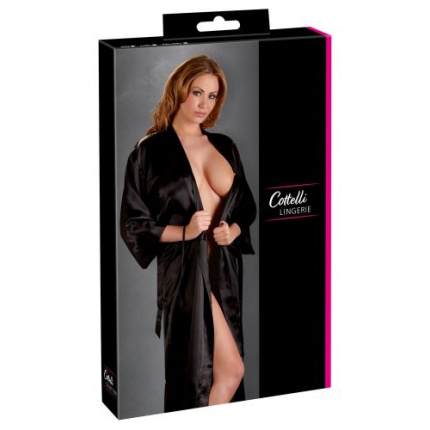 Long Black Satin Kimono