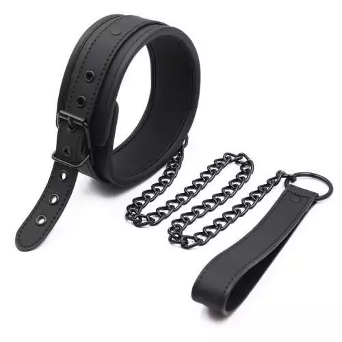Premium Μαύρο Κολάρο Bondage με λουρί - Image 1