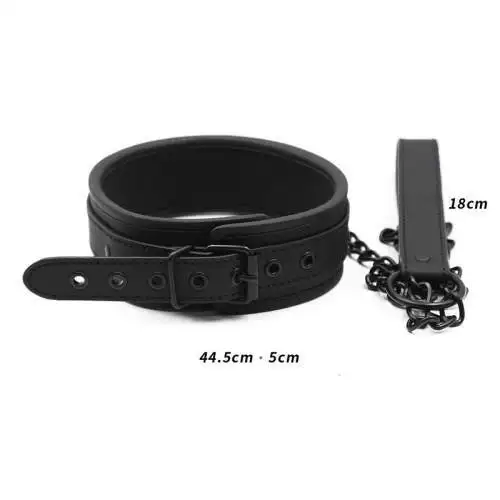 Premium Μαύρο Κολάρο Bondage με λουρί - Image 5