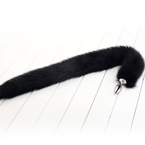 Metal butt plug with huge black tail - Image 2