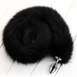 Metal butt plug with huge black tail