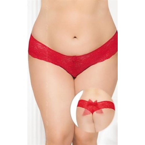 plus lace g-string with hole red 2436 - Image 1