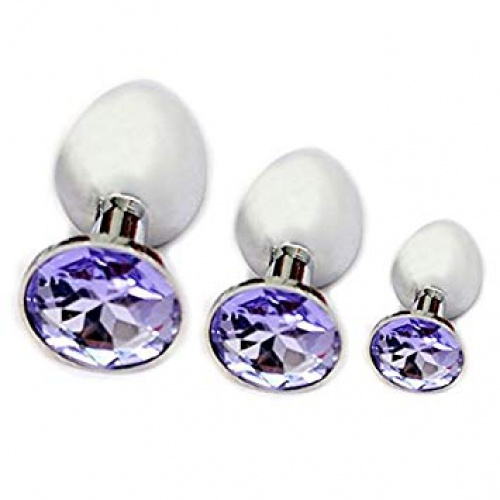 Metal Butt plug with light purple Diamond S,M,L - Image 2