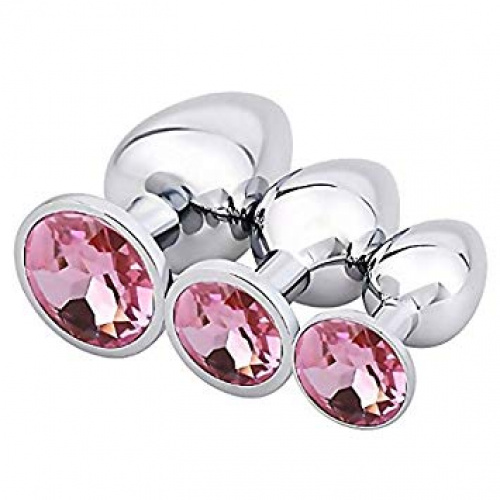 Metal Butt plug with pink Diamond S,M,L - Image 2