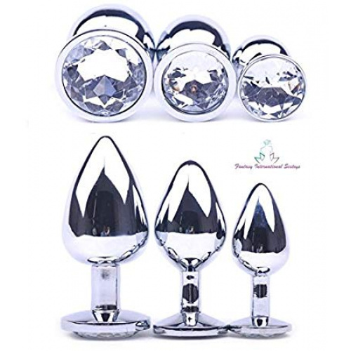 Metal Butt plug with clear Diamond S,M,L - Image 1