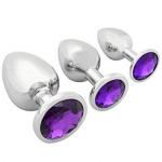 Metal Butt plug with purple Diamond S,M,L