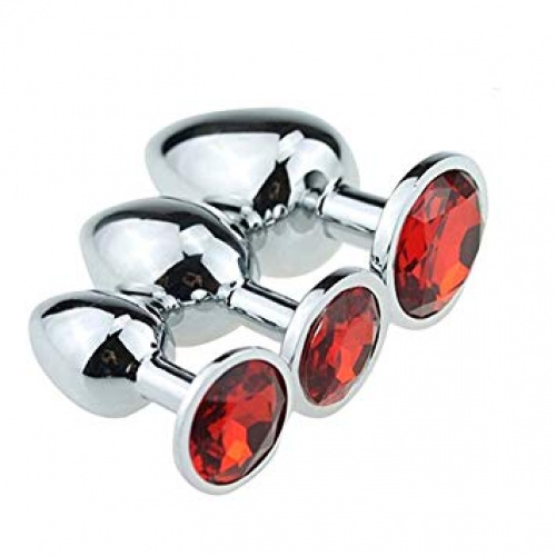 Metal Butt plug with red Diamond S,M,L - Image 2