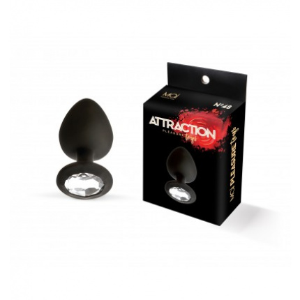 Silicone black butt plug with silver strass choice of Small and Medium