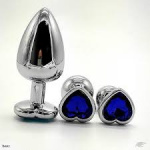 Metal butt plug in blue colour with heart shape S/M/L - Image 4