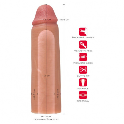 Realistic penis sleeve with 4.5cm extension.