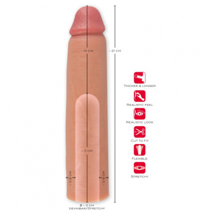Realistic penis sleeve with extension 10 cm