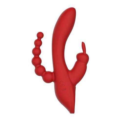Triple vibration stimulator HERA, silicone, Red, 21 cm - Image 3