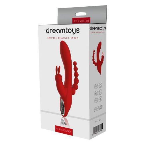 Triple vibration stimulator HERA, silicone, Red, 21 cm - Image 5