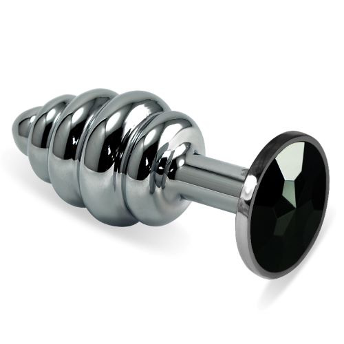 Metal butt plug with black diamond - Image 1