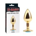 Blue gem anal plug gold