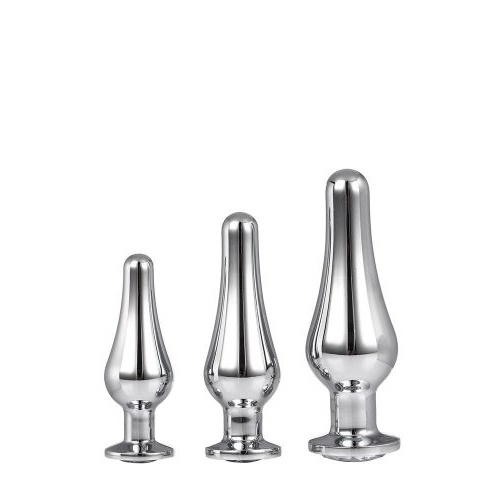 GLEAMING LOVE PLEASURE SET SILVER PLUG 3 SIZES - Image 1