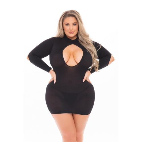 DEVILISH BACKLESS DRESS BLACK, PLUS SIZE - Image 1