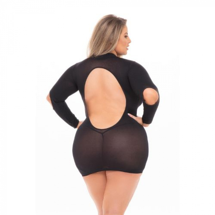 DEVILISH BACKLESS DRESS BLACK, PLUS SIZE - Image 2