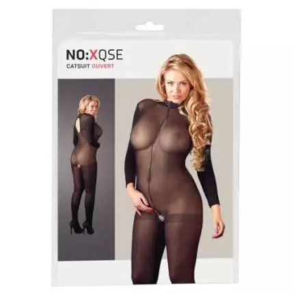Long-sleeved Catsuit Lace collar with press studs