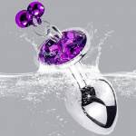 Shape Crystal Jewelled Stainless Steel Anal Plug with Bell & Leash S - Image 7