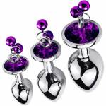 Shape Crystal Jewelled Stainless Steel Anal Plug with Bell & Leash S - Image 8