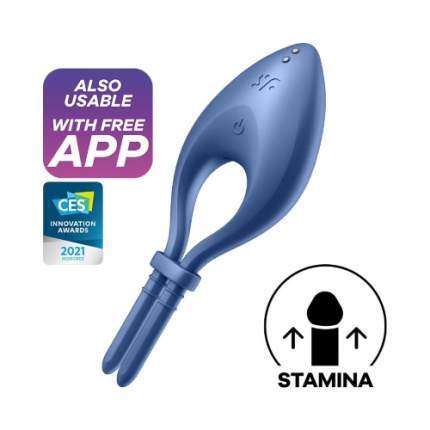 SATISFYER BULLSEYE: μπλε δονούμενο δακτυλίδι πέους με Application-Bluetooth