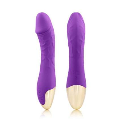 REALISTIC DILDO VIBRATOR WITH GOLDEN BASE PURPLE