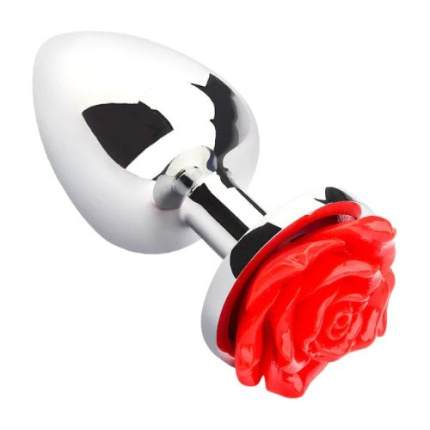 FLOWER METAL BUTT PLUG RED SMALL