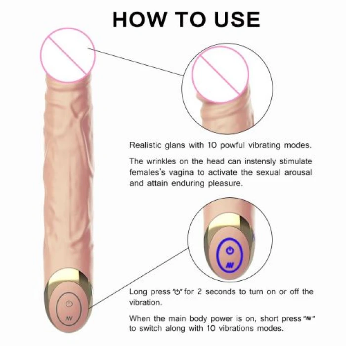 TERRY 10 MODE FLESH G SPOT SILICONE DILDO VIBRATOR - Image 4