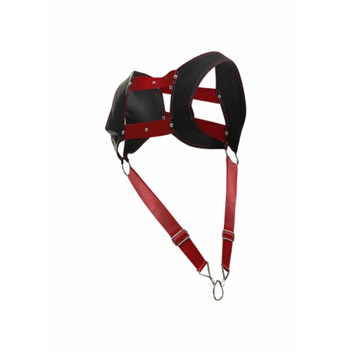 MOB Eroticwear Dngeon Top Cockring Harness Red/Black - Image 8