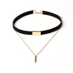 Golden Chain Tassel Suede Choker - Image 2