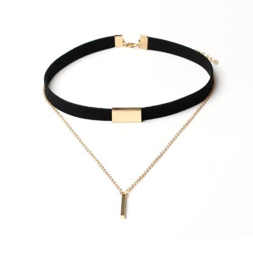 Golden Chain Tassel Suede Choker - Image 2