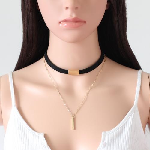 Golden Chain Tassel Suede Choker - Image 1